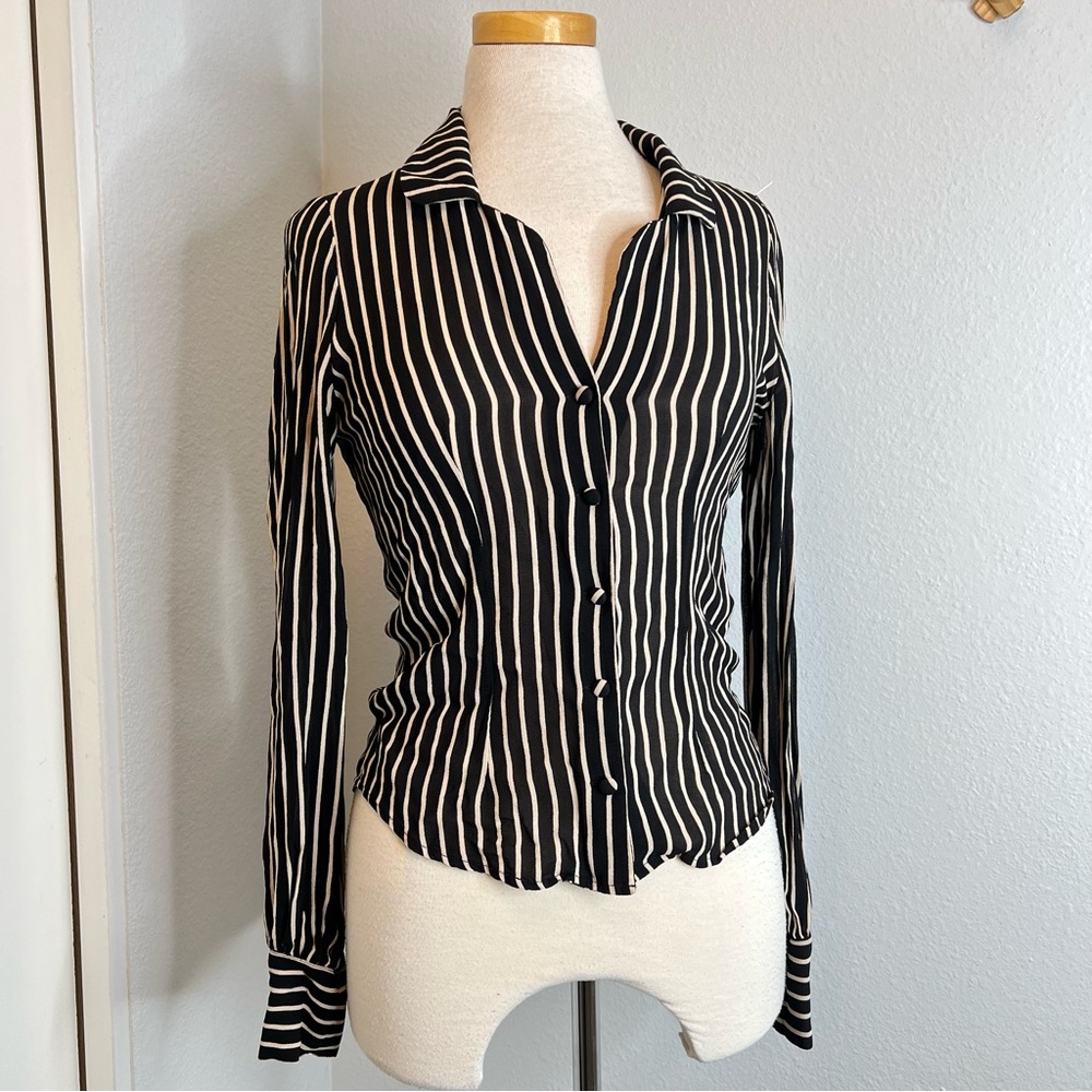 Reformation striped button down long sleeve top xs